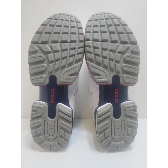 NEW POLO RALPH LAUREN JOGGER SNEAKER SHOE WHITE BLUE RED MSRP $138 MEN SIZE - 9 - Picture 7 of 8